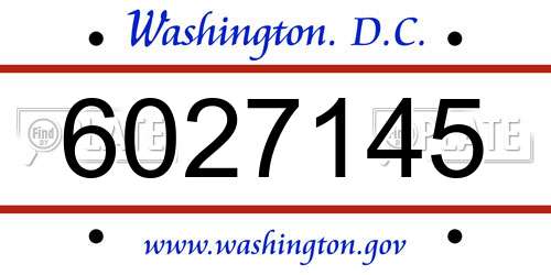 6027145 District Of Columbia License Plate