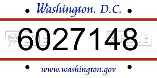 6027148 District Of Columbia License Plate