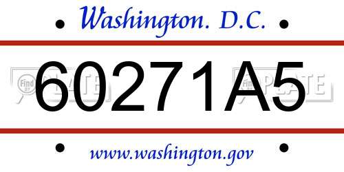 60271A5 District Of Columbia License Plate