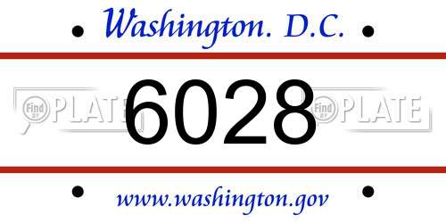6028 District Of Columbia License Plate