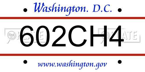 602CH4 District Of Columbia License Plate