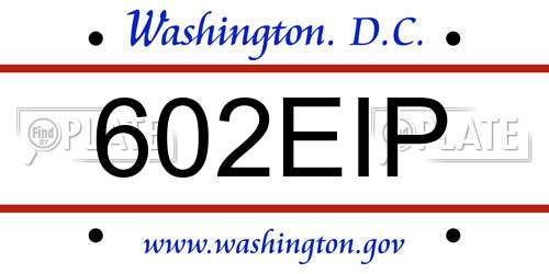 602EIP District Of Columbia License Plate