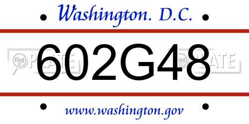 602G48 District Of Columbia License Plate
