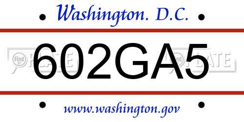 602GA5 District Of Columbia License Plate
