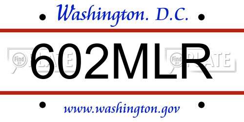 602MLR District Of Columbia License Plate