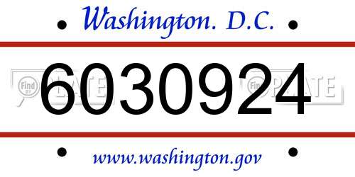6030924 District Of Columbia License Plate
