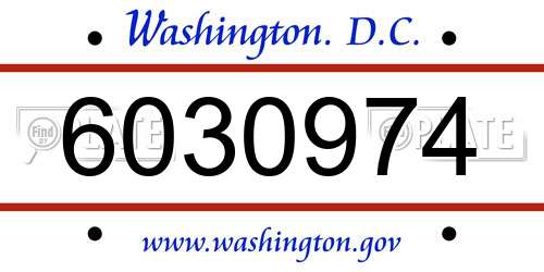 6030974 District Of Columbia License Plate