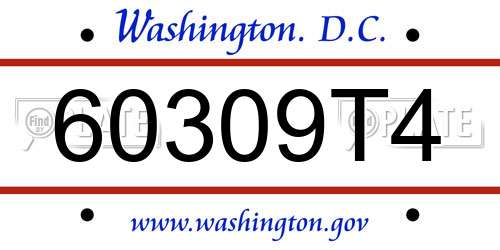 60309T4 District Of Columbia License Plate