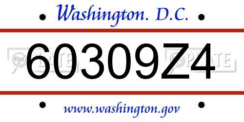 60309Z4 District Of Columbia License Plate