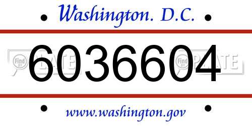 6036604 District Of Columbia License Plate