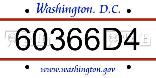 60366D4 District Of Columbia License Plate
