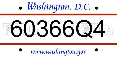 60366Q4 District Of Columbia License Plate