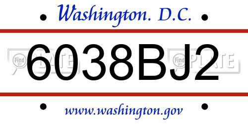 6038BJ2 District Of Columbia License Plate