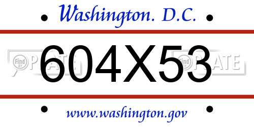 604X53 District Of Columbia License Plate