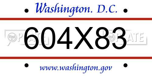 604X83 District Of Columbia License Plate