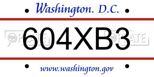 604XB3 District Of Columbia License Plate