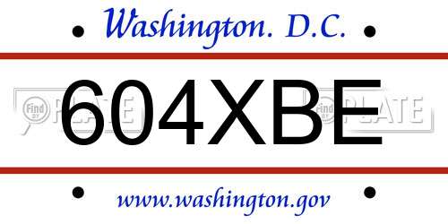 604XBE District Of Columbia License Plate