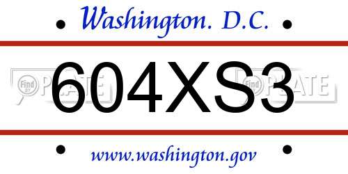 604XS3 District Of Columbia License Plate