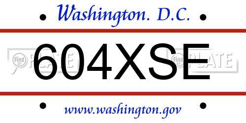 604XSE District Of Columbia License Plate