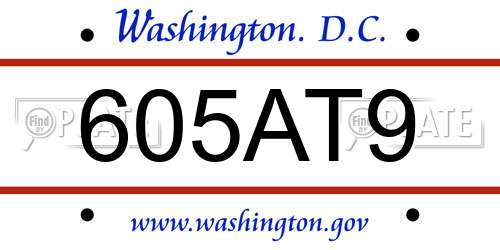 605AT9 District Of Columbia License Plate