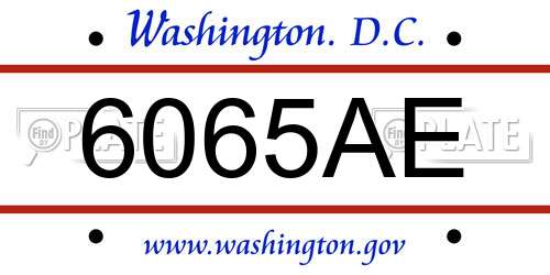 6065AE District Of Columbia License Plate