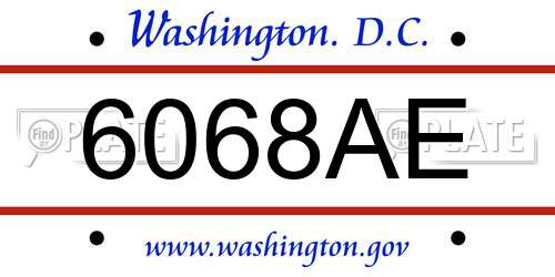 6068AE District Of Columbia License Plate