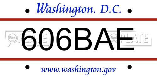 606BAE District Of Columbia License Plate