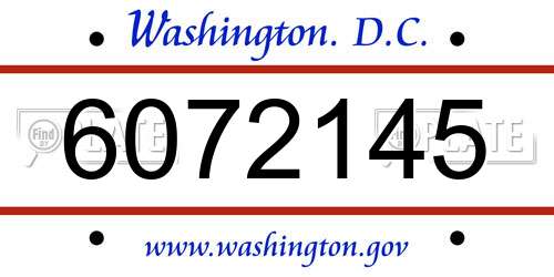 6072145 District Of Columbia License Plate