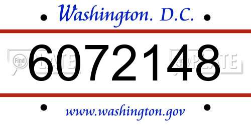 6072148 District Of Columbia License Plate