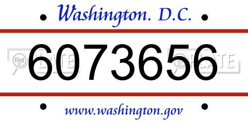 6073656 District Of Columbia License Plate