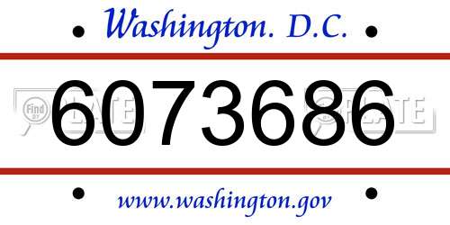 6073686 District Of Columbia License Plate