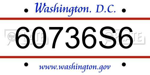 60736S6 District Of Columbia License Plate