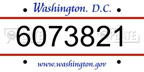 6073821 District Of Columbia License Plate