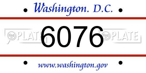 6076 District Of Columbia License Plate