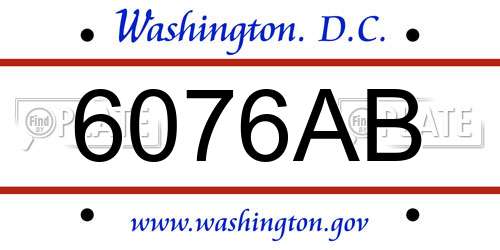 6076AB District Of Columbia License Plate