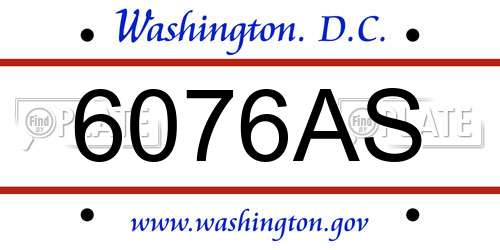 6076AS District Of Columbia License Plate