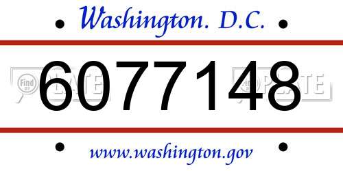 6077148 District Of Columbia License Plate