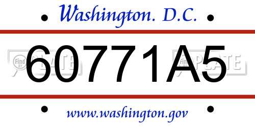 60771A5 District Of Columbia License Plate