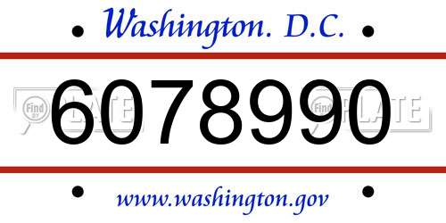 6078990 District Of Columbia License Plate