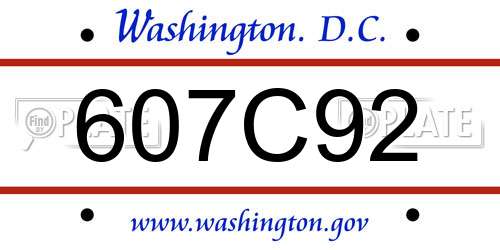 607C92 District Of Columbia License Plate