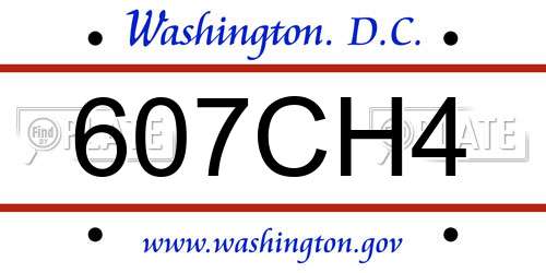 607CH4 District Of Columbia License Plate