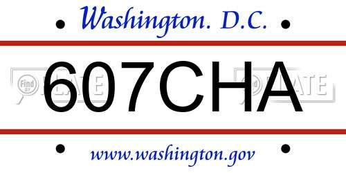 607CHA District Of Columbia License Plate