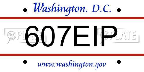 607EIP District Of Columbia License Plate