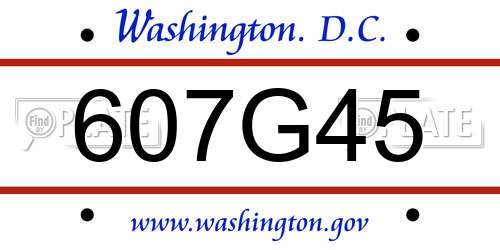 607G45 District Of Columbia License Plate