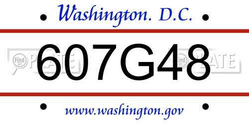 607G48 District Of Columbia License Plate