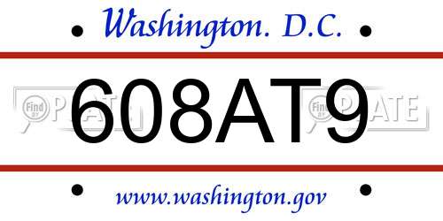 608AT9 District Of Columbia License Plate