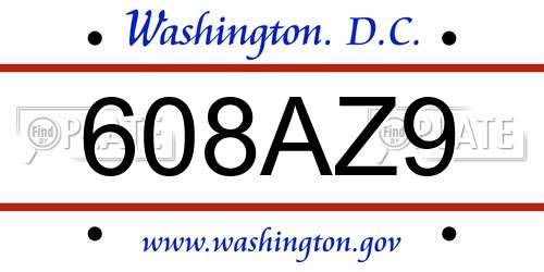 608AZ9 District Of Columbia License Plate