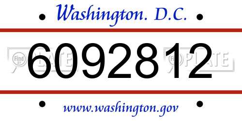 6092812 District Of Columbia License Plate
