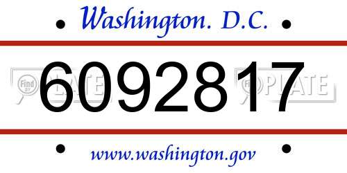 6092817 District Of Columbia License Plate