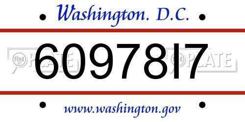 60978I7 District Of Columbia License Plate